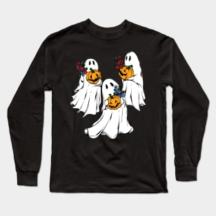 Ghost and pumpkins halloween Long Sleeve T-Shirt